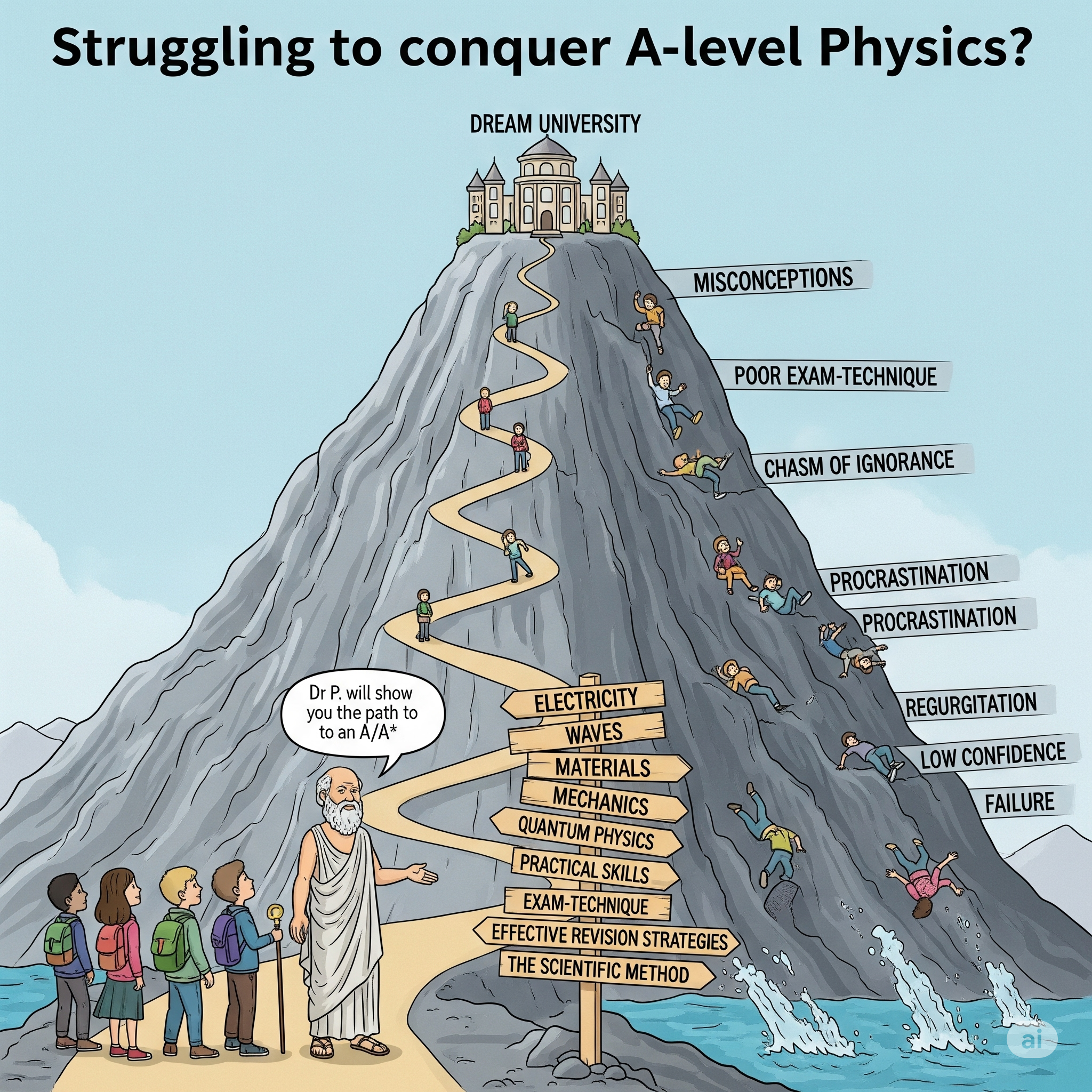 AI image for AS course - Socrates Socrates leading students to their dream university